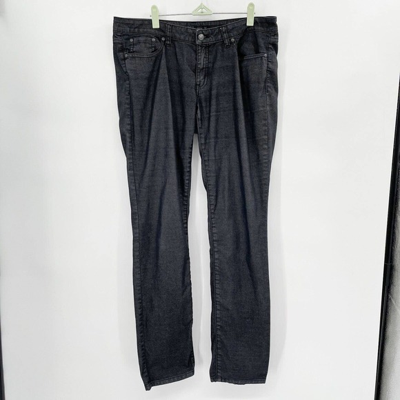 Prana Mid Rise Jeans Black Size 12 Organic Cotton Straight Leg Stretch‎ - Picture 1 of 10